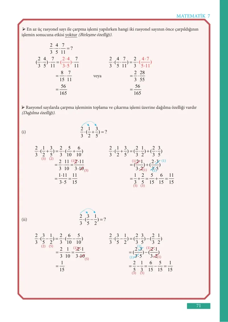 7. Sınıf Matematik Ders Kitabı Cevapları Meb Yayınları Sayfa 71