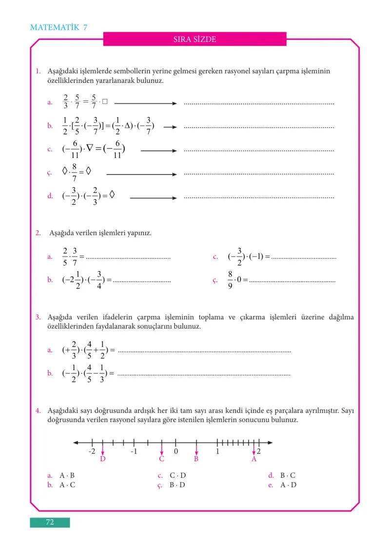 7. Sınıf Matematik Ders Kitabı Cevapları Meb Yayınları Sayfa 72