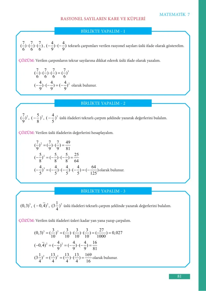 7. Sınıf Matematik Ders Kitabı Cevapları Meb Yayınları Sayfa 81