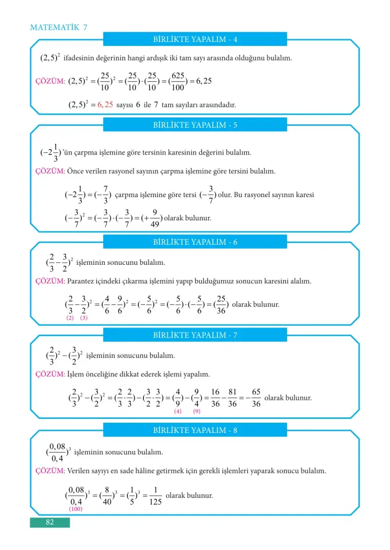 7. Sınıf Matematik Ders Kitabı Cevapları Meb Yayınları Sayfa 82