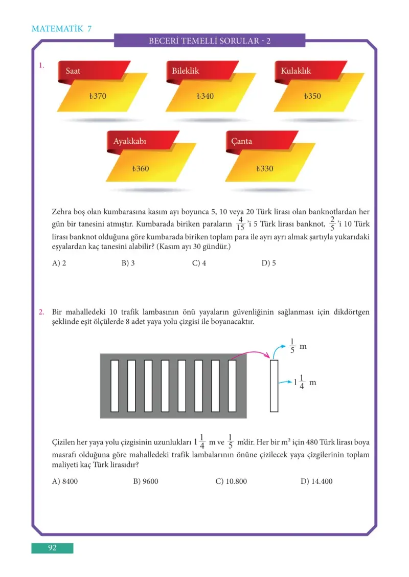 7. Sınıf Matematik Ders Kitabı Cevapları Meb Yayınları Sayfa 92