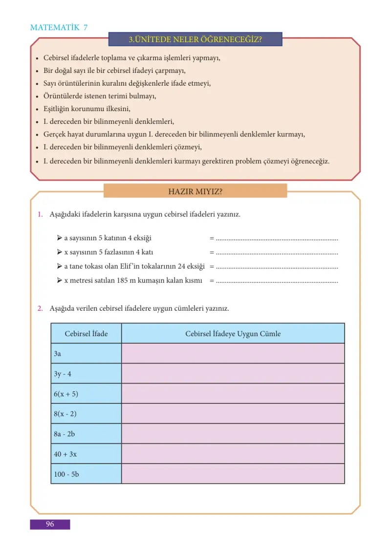 7. Sınıf Matematik Ders Kitabı Cevapları Meb Yayınları Sayfa 96