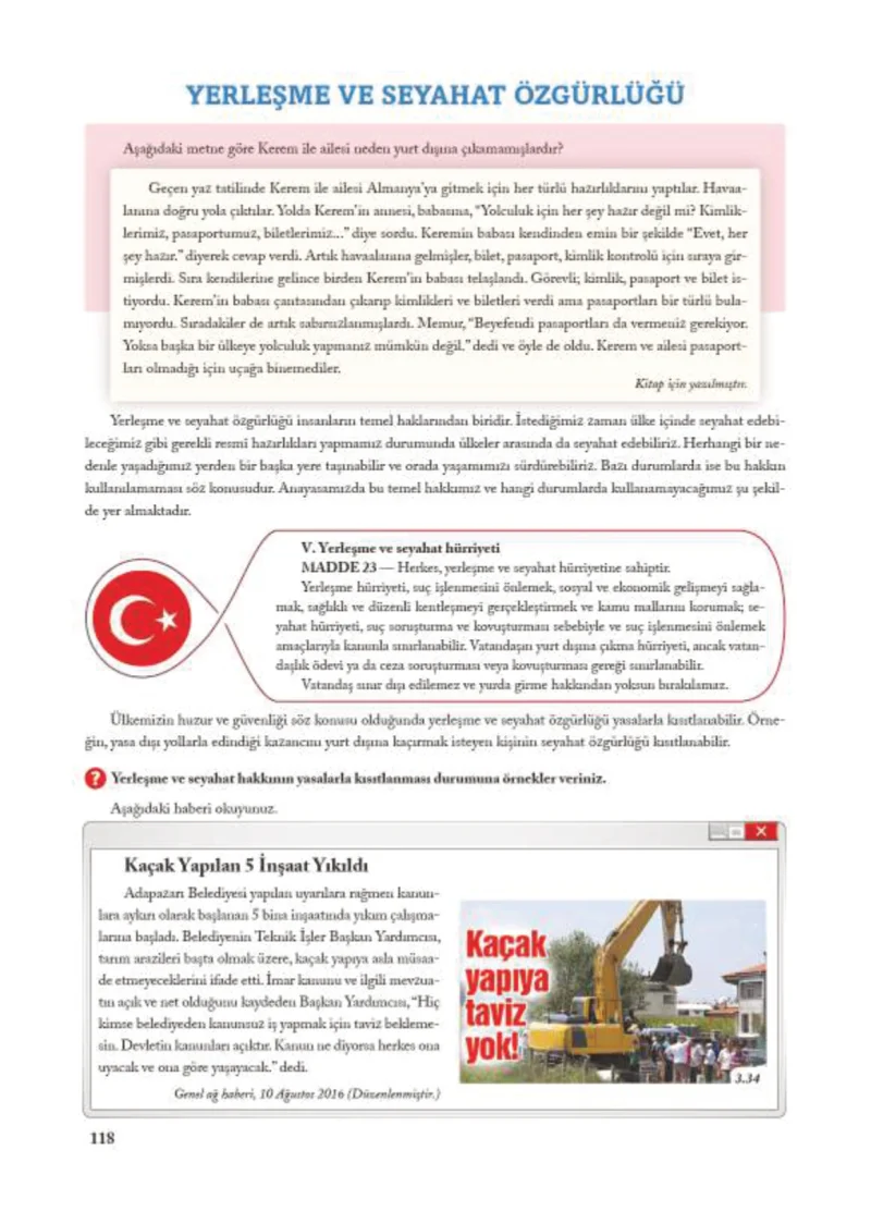 7. Sınıf Sosyal Bilgiler Ders Kitabı Cevapları Ekoyay Yayınları Sayfa 118