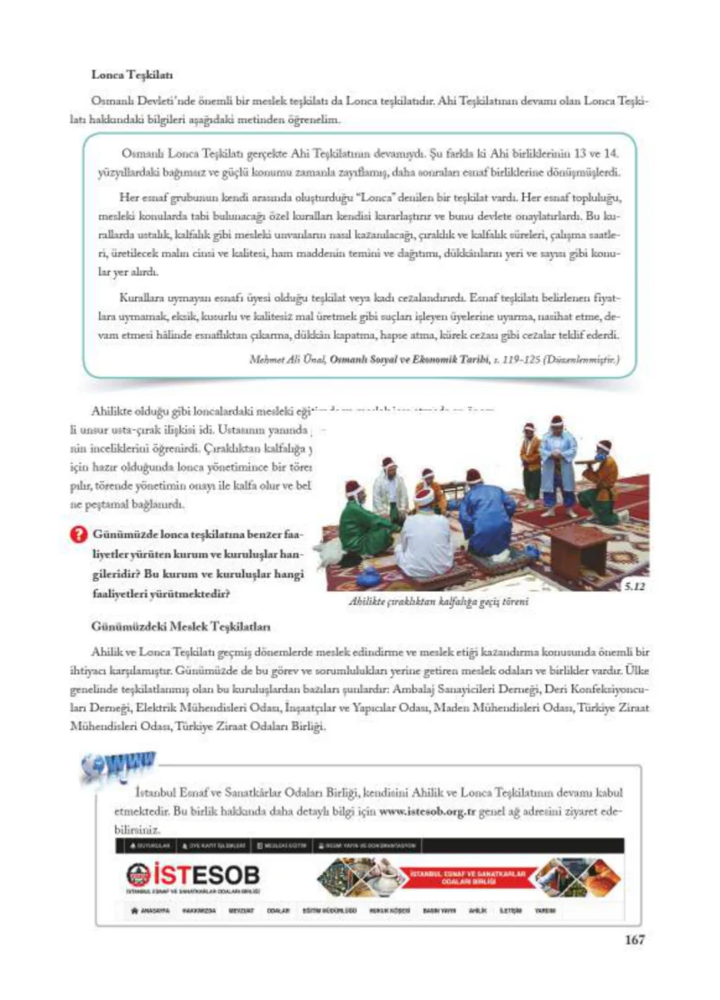 7. Sınıf Sosyal Bilgiler Ders Kitabı Cevapları Ekoyay Yayınları Sayfa 167