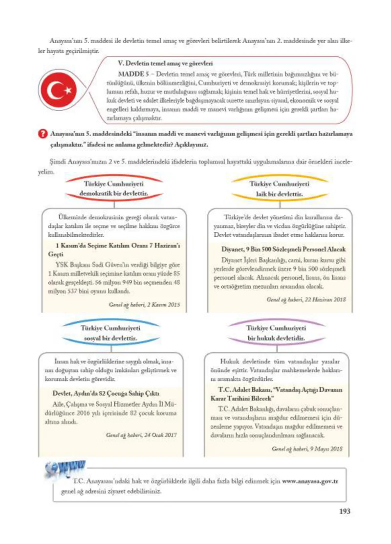 7. Sınıf Sosyal Bilgiler Ders Kitabı Cevapları Ekoyay Yayınları Sayfa 193