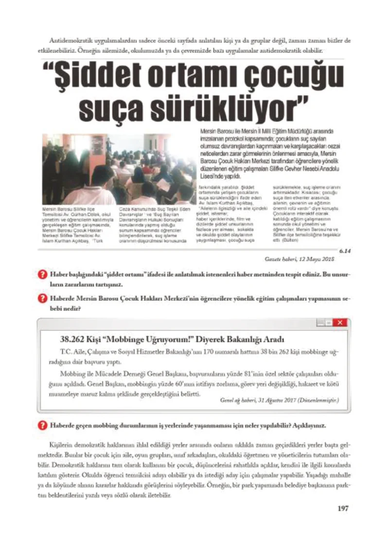 7. Sınıf Sosyal Bilgiler Ders Kitabı Cevapları Ekoyay Yayınları Sayfa 197