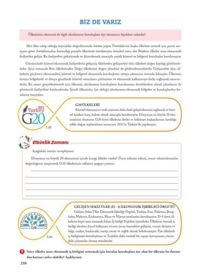 7. Sınıf Sosyal Bilgiler Ders Kitabı Cevapları Ekoyay Yayınları Sayfa 210