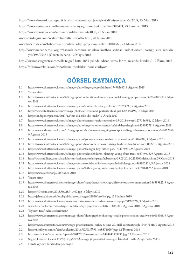 7. Sınıf Sosyal Bilgiler Ders Kitabı Cevapları Ekoyay Yayınları Sayfa 243