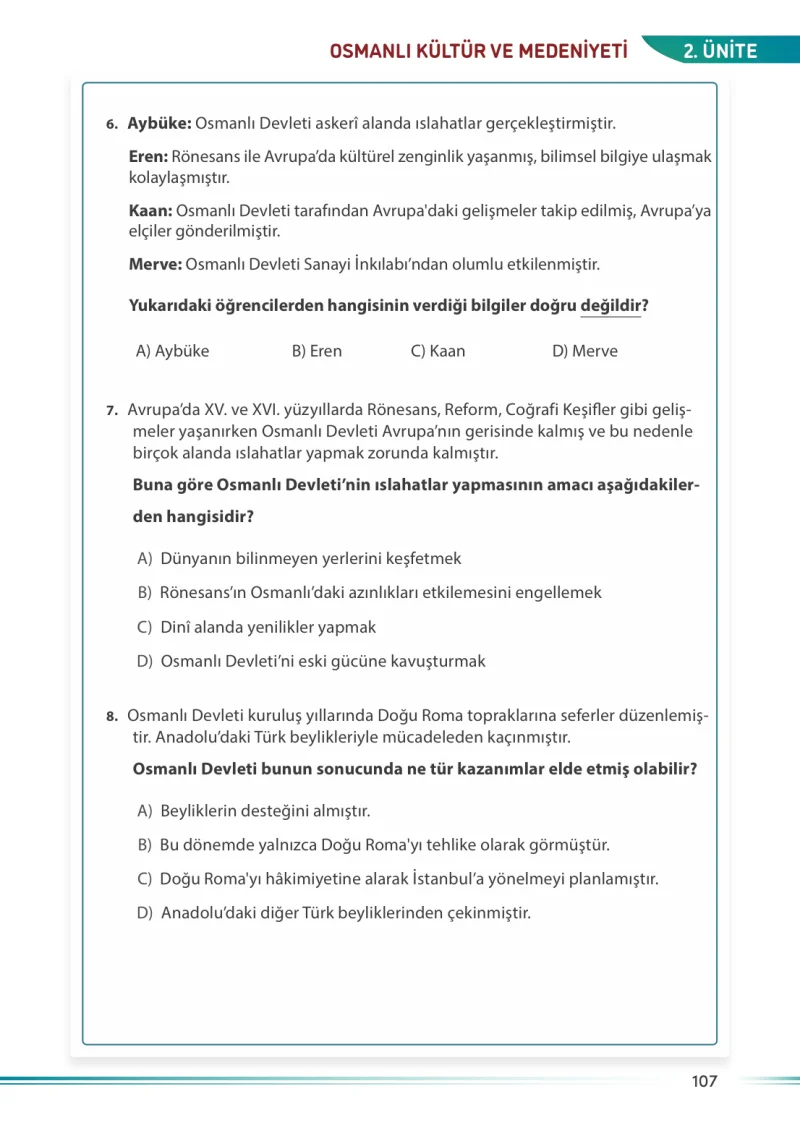 7. Sınıf Sosyal Bilgiler Ders Kitabı Cevapları Meb Yayınları Sayfa 107
