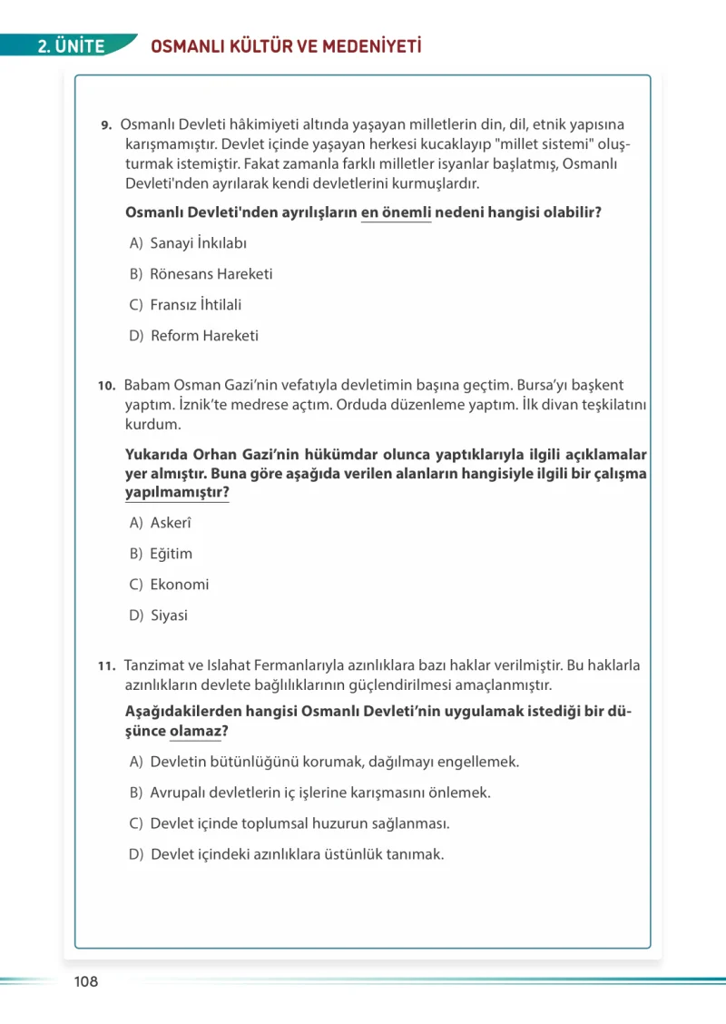 7. Sınıf Sosyal Bilgiler Ders Kitabı Cevapları Meb Yayınları Sayfa 108