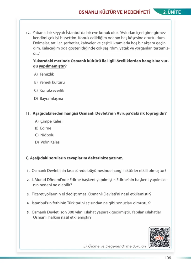 7. Sınıf Sosyal Bilgiler Ders Kitabı Cevapları Meb Yayınları Sayfa 109
