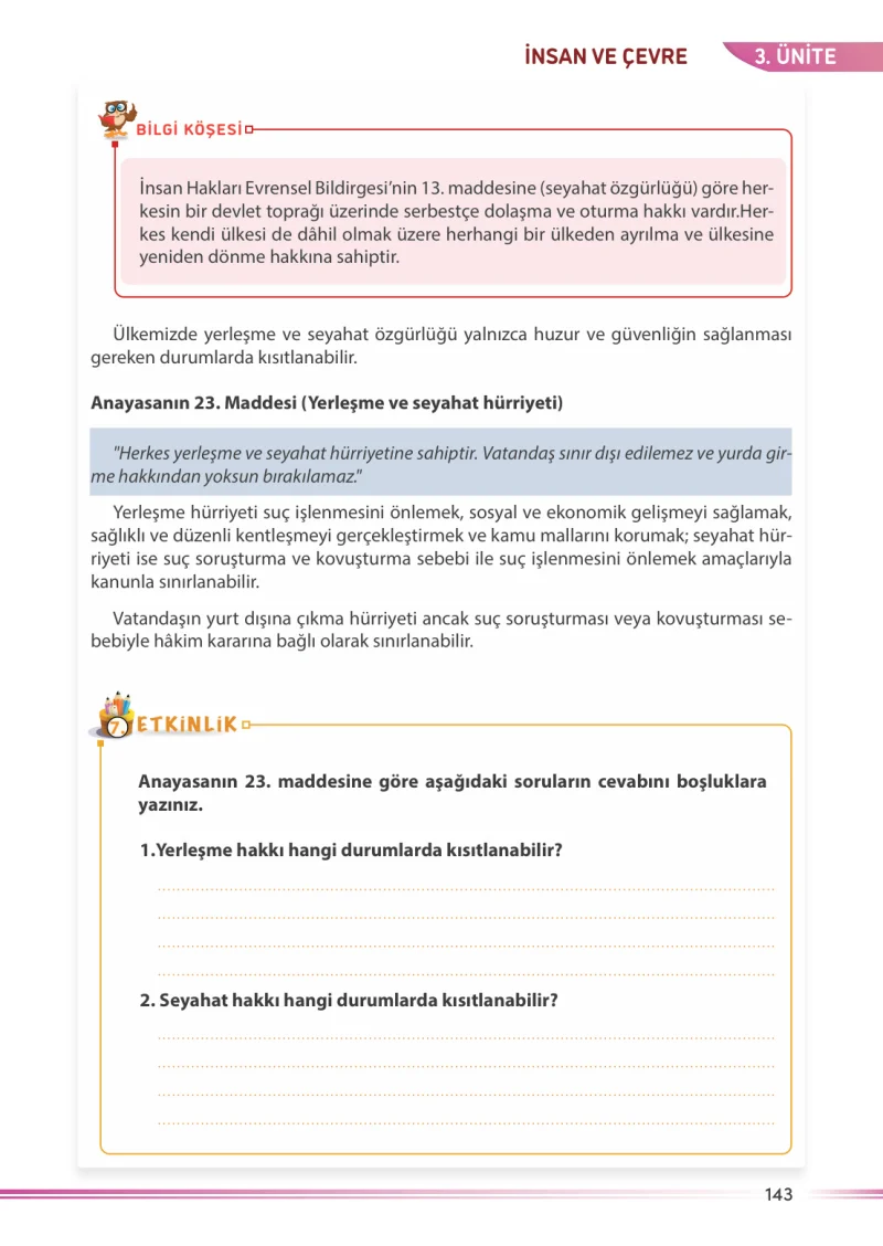 7. Sınıf Sosyal Bilgiler Ders Kitabı Cevapları Meb Yayınları Sayfa 143