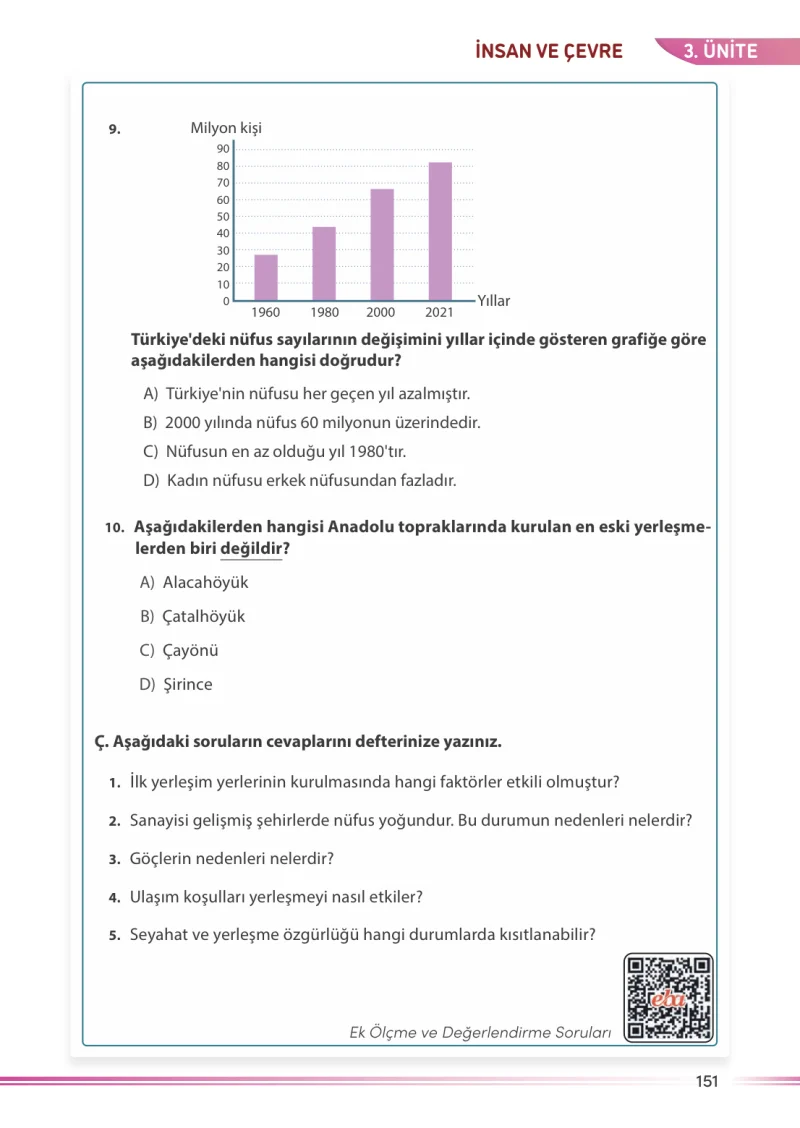 7. Sınıf Sosyal Bilgiler Ders Kitabı Cevapları Meb Yayınları Sayfa 151