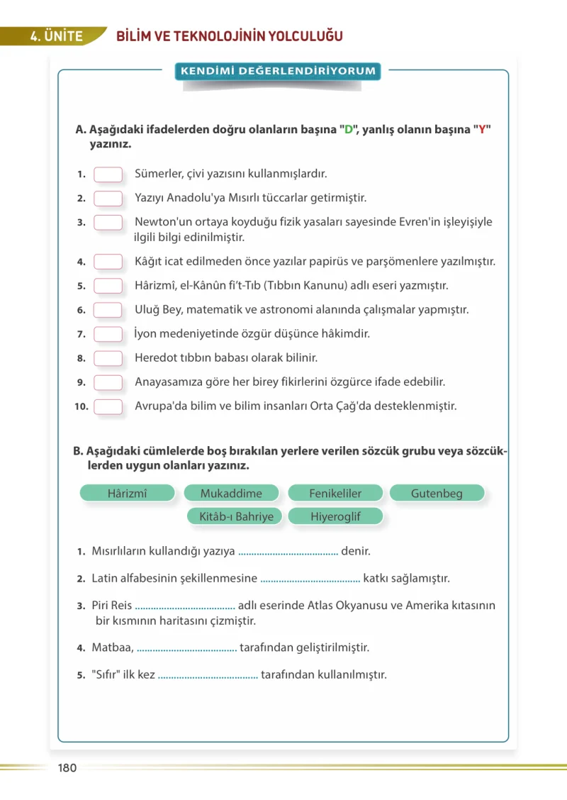7. Sınıf Sosyal Bilgiler Ders Kitabı Cevapları Meb Yayınları Sayfa 180