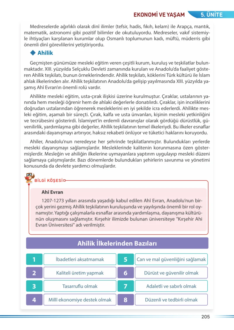 7. Sınıf Sosyal Bilgiler Ders Kitabı Cevapları Meb Yayınları Sayfa 205