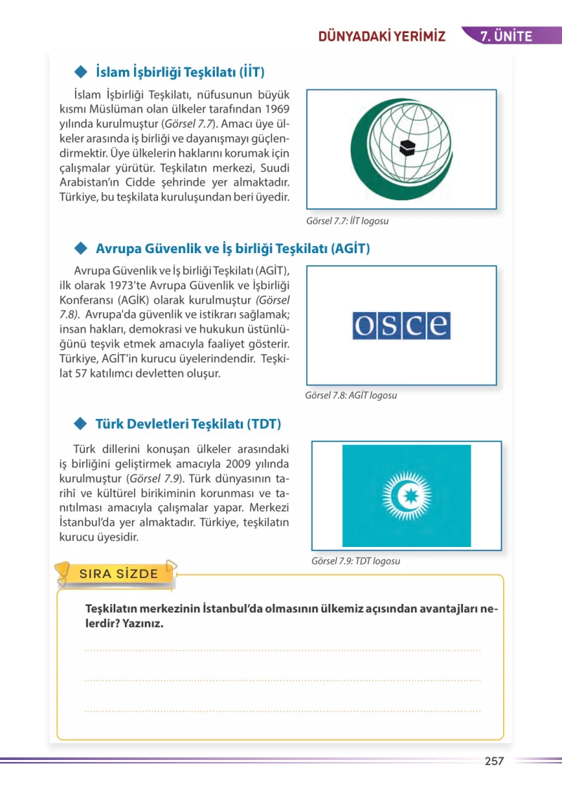 7. Sınıf Sosyal Bilgiler Ders Kitabı Cevapları Meb Yayınları Sayfa 257