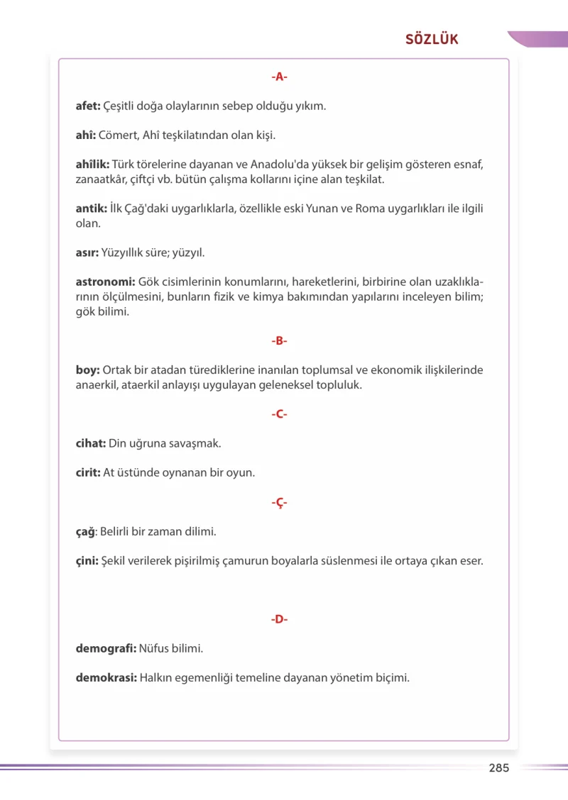 7. Sınıf Sosyal Bilgiler Ders Kitabı Cevapları Meb Yayınları Sayfa 285