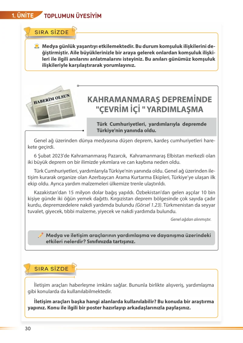 7. Sınıf Sosyal Bilgiler Ders Kitabı Cevapları Meb Yayınları Sayfa 30