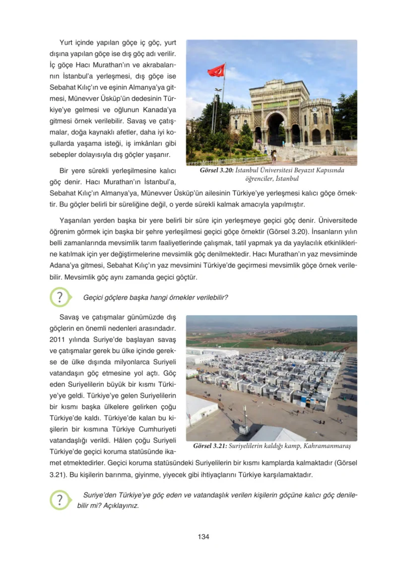 7. Sınıf Sosyal Bilgiler Ders Kitabı Cevapları Yıldırım Yayınları Sayfa 134