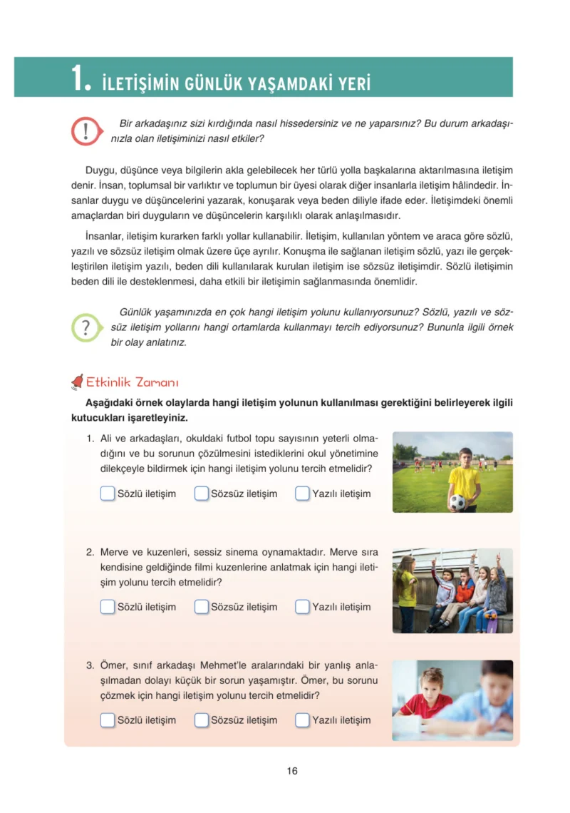 7. Sınıf Sosyal Bilgiler Ders Kitabı Cevapları Yıldırım Yayınları Sayfa 16
