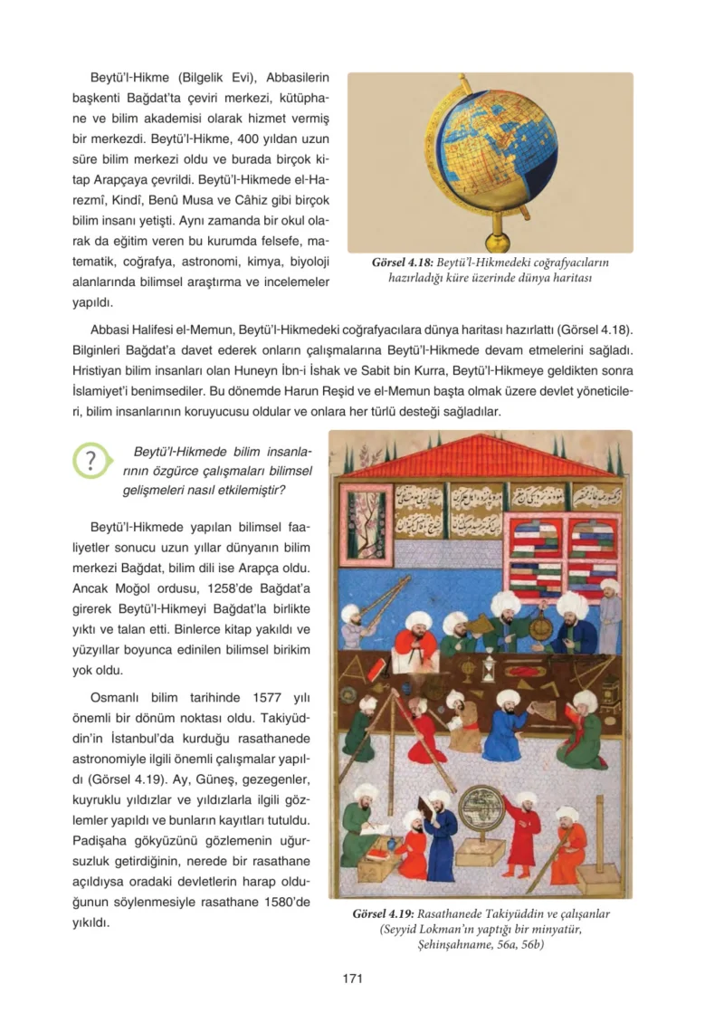 7. Sınıf Sosyal Bilgiler Ders Kitabı Cevapları Yıldırım Yayınları Sayfa 171