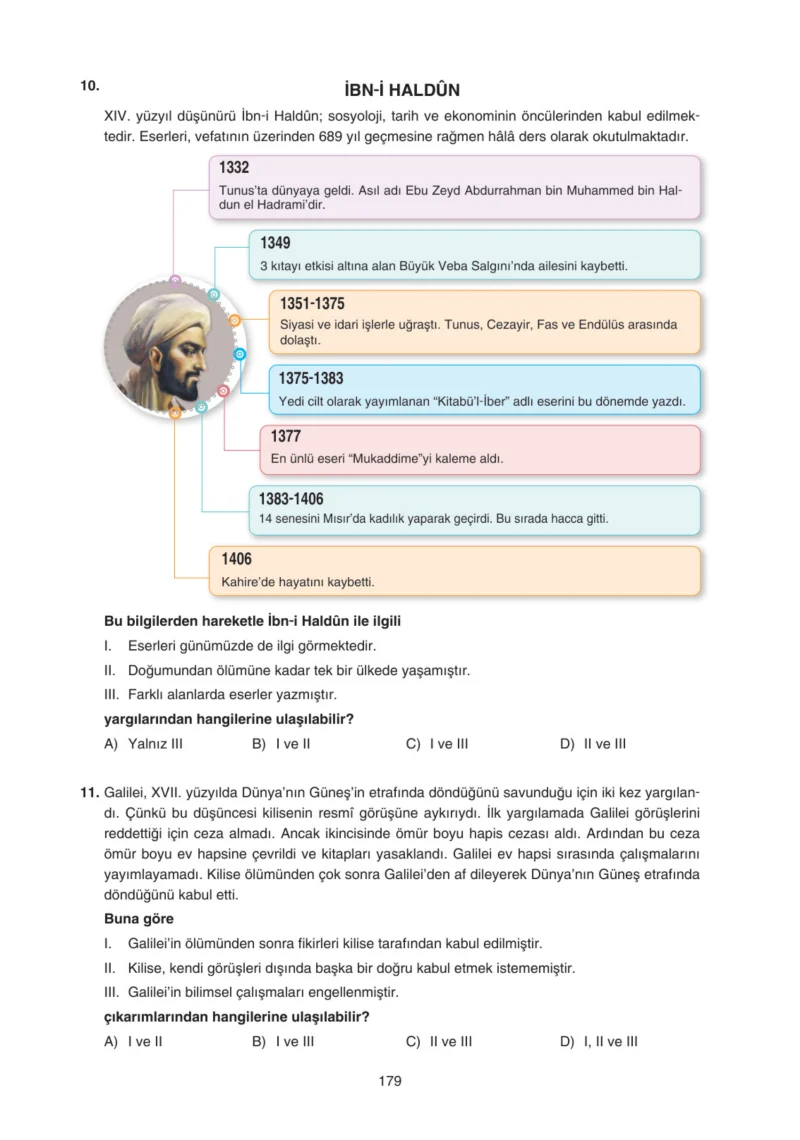 7. Sınıf Sosyal Bilgiler Ders Kitabı Cevapları Yıldırım Yayınları Sayfa 179