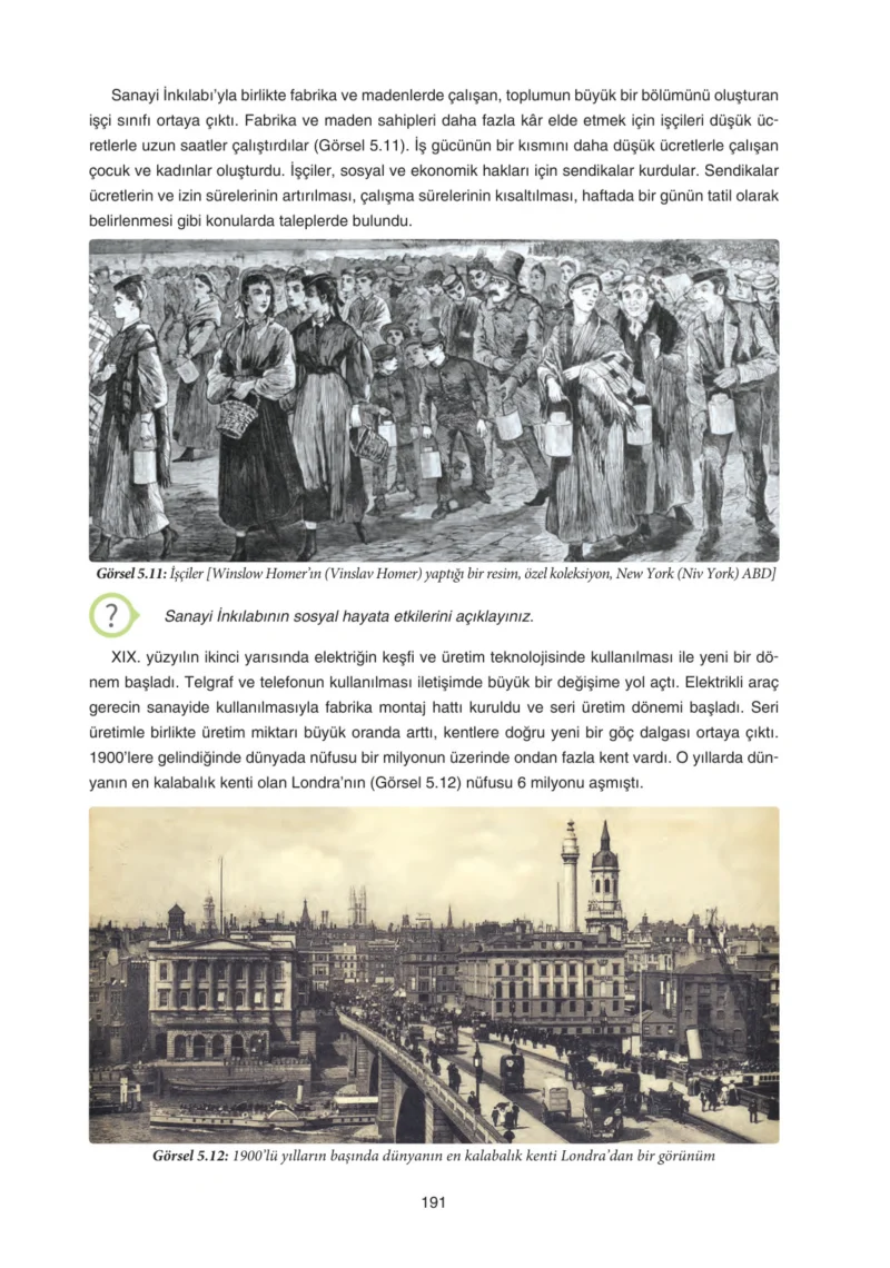 7. Sınıf Sosyal Bilgiler Ders Kitabı Cevapları Yıldırım Yayınları Sayfa 191