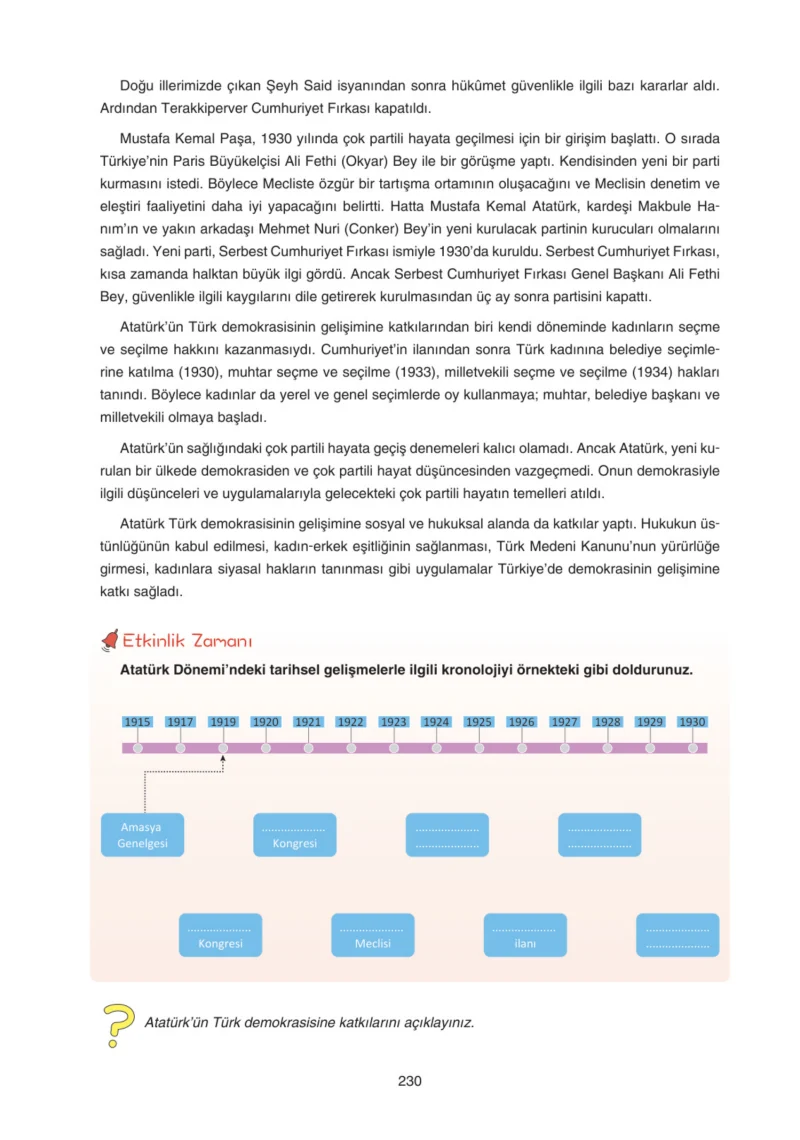 7. Sınıf Sosyal Bilgiler Ders Kitabı Cevapları Yıldırım Yayınları Sayfa 230