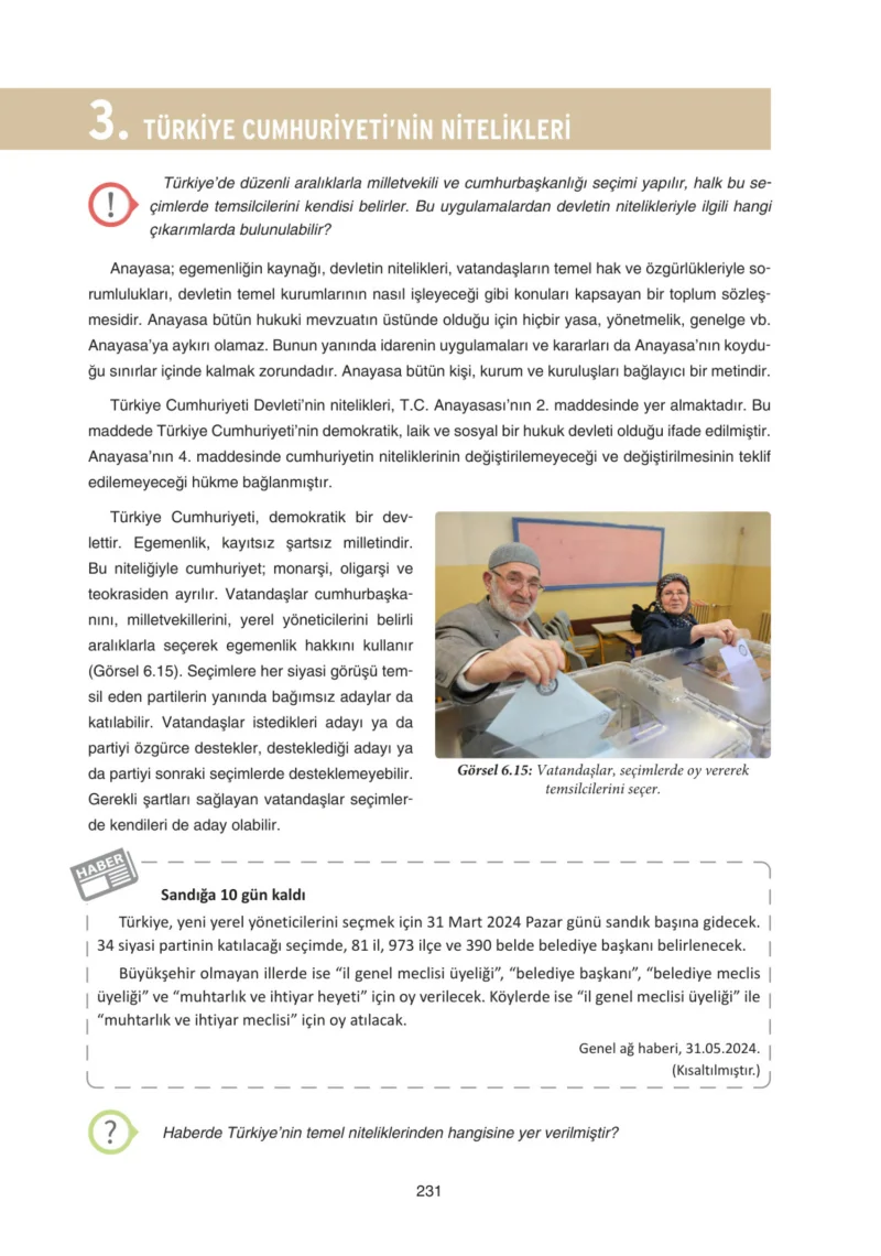 7. Sınıf Sosyal Bilgiler Ders Kitabı Cevapları Yıldırım Yayınları Sayfa 231