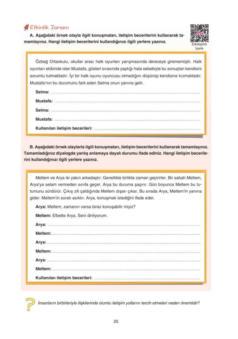 7. Sınıf Sosyal Bilgiler Ders Kitabı Cevapları Yıldırım Yayınları Sayfa 25