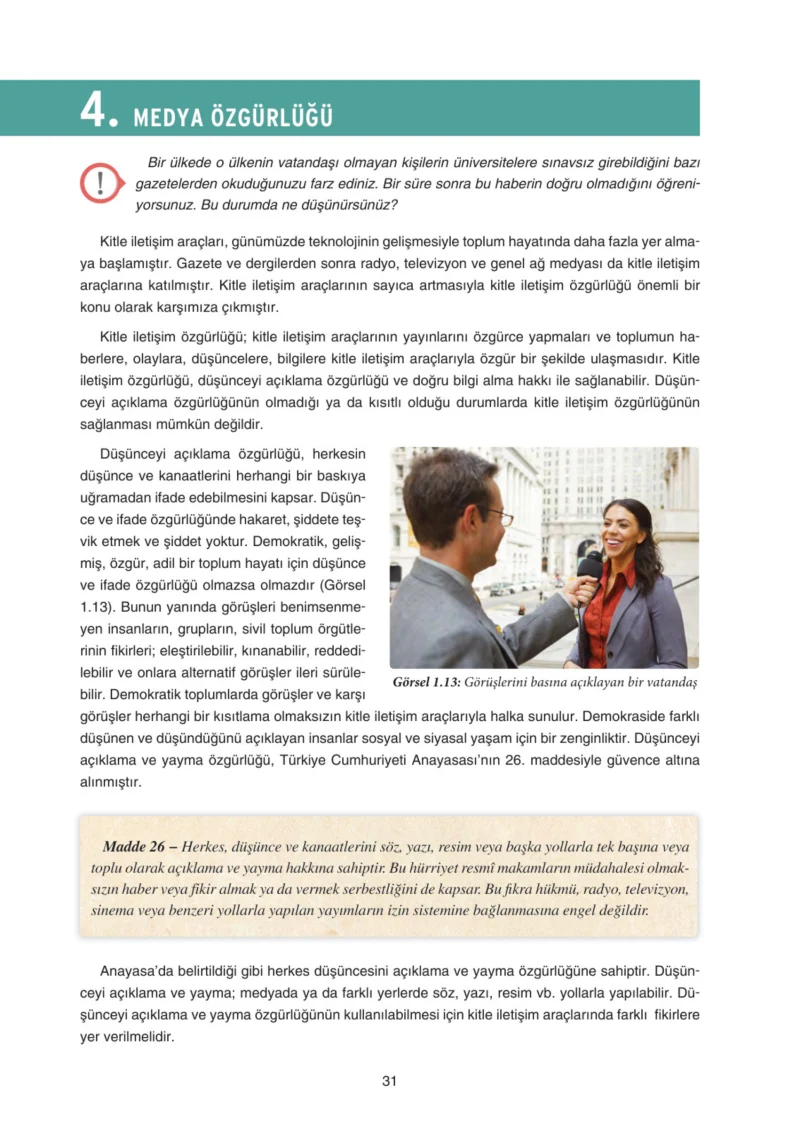 7. Sınıf Sosyal Bilgiler Ders Kitabı Cevapları Yıldırım Yayınları Sayfa 31