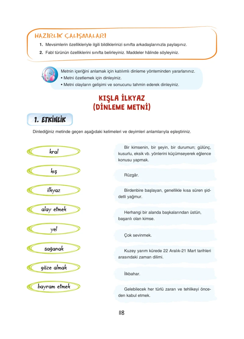 7. Sınıf Türkçe Ders Kitabı Cevapları Dörtel Yayınları Sayfa 118
