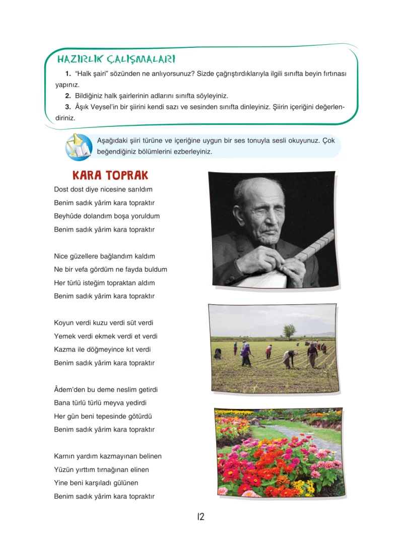 7. Sınıf Türkçe Ders Kitabı Cevapları Dörtel Yayınları Sayfa 12