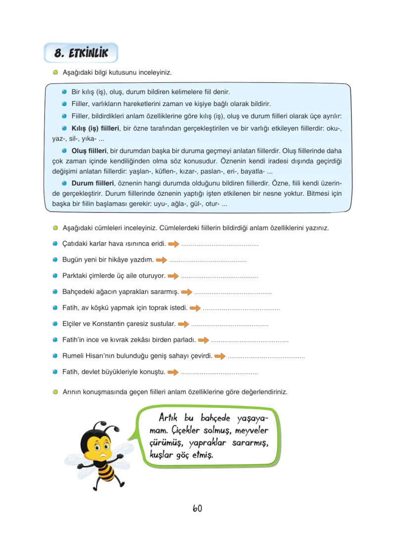 7. Sınıf Türkçe Ders Kitabı Cevapları Dörtel Yayınları Sayfa 60