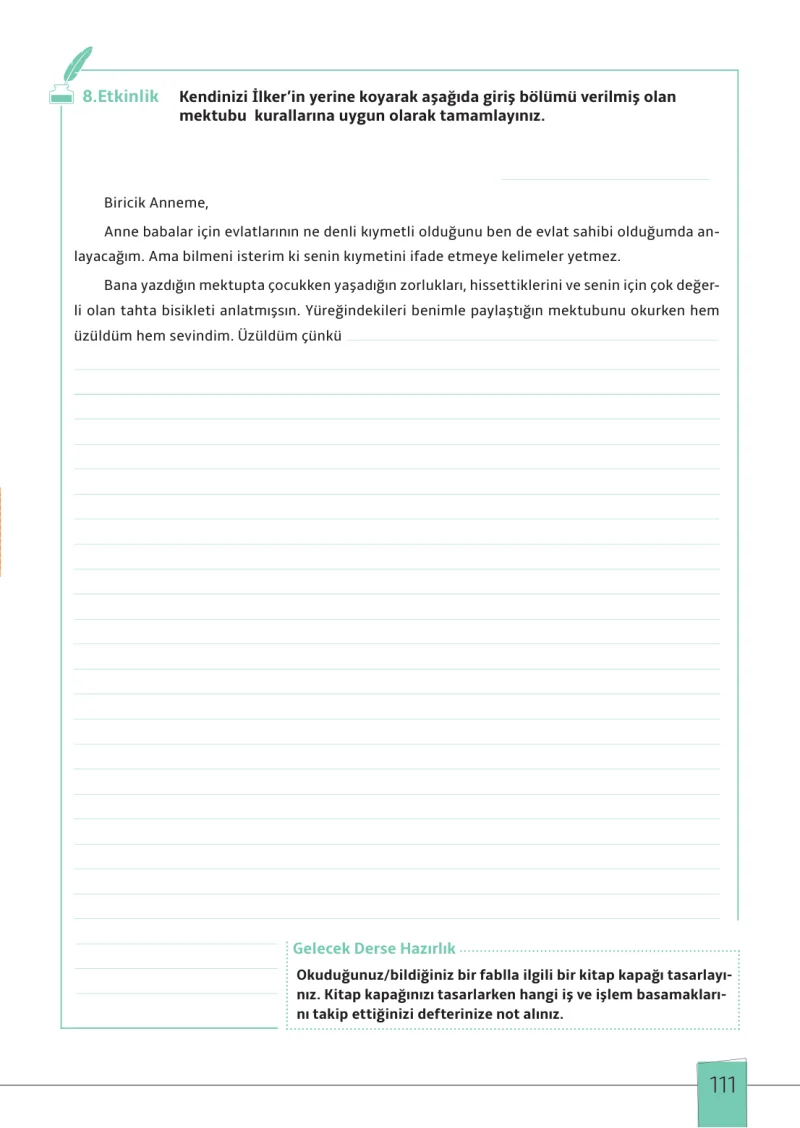 7. Sınıf Türkçe Ders Kitabı Cevapları Meb Yayınları 1. Kitap Sayfa 111