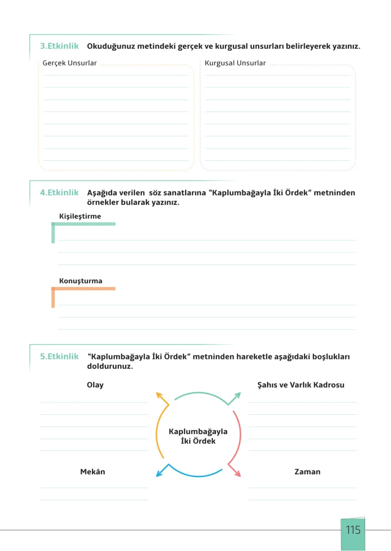 7. Sınıf Türkçe Ders Kitabı Cevapları Meb Yayınları 1. Kitap Sayfa 115