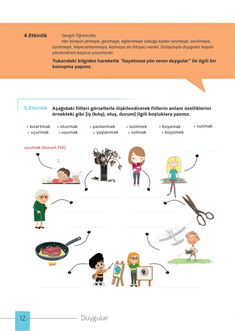 7. Sınıf Türkçe Ders Kitabı Cevapları Meb Yayınları 1. Kitap Sayfa 12