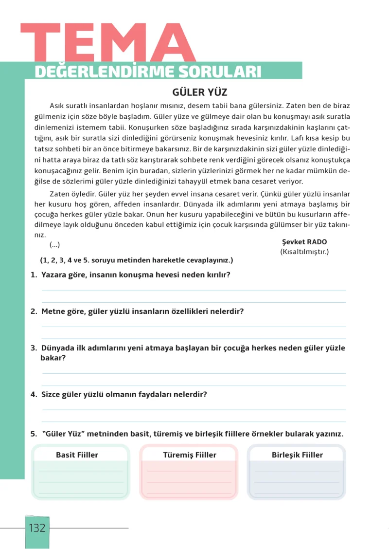 7. Sınıf Türkçe Ders Kitabı Cevapları Meb Yayınları 1. Kitap Sayfa 132