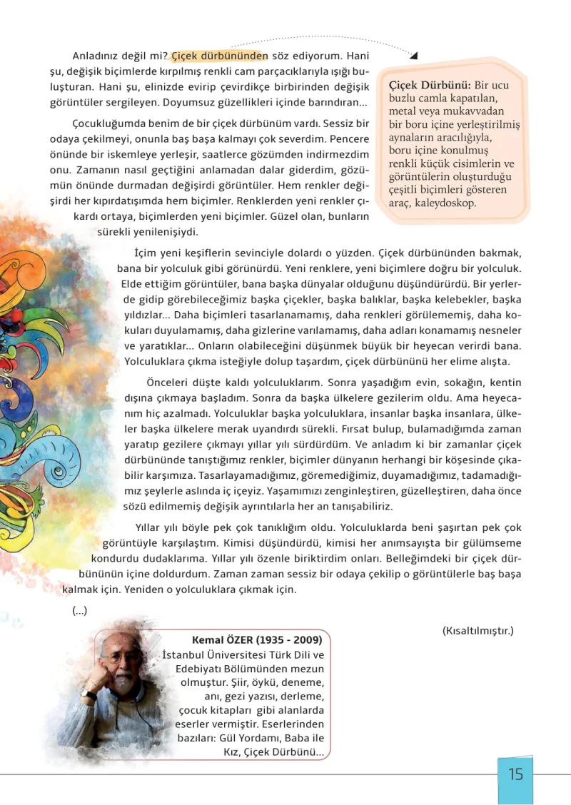 7. Sınıf Türkçe Ders Kitabı Cevapları Meb Yayınları 1. Kitap Sayfa 15
