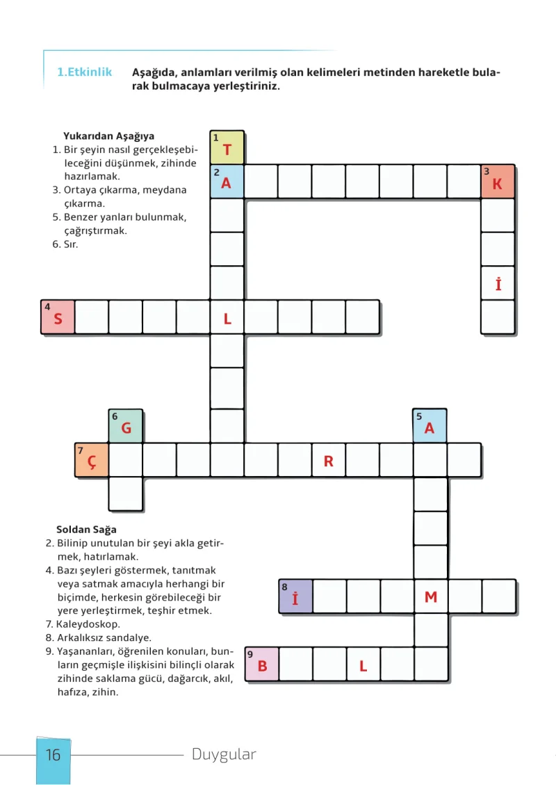 7. Sınıf Türkçe Ders Kitabı Cevapları Meb Yayınları 1. Kitap Sayfa 16