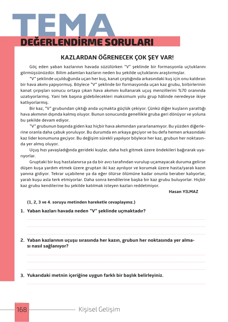 7. Sınıf Türkçe Ders Kitabı Cevapları Meb Yayınları 1. Kitap Sayfa 168