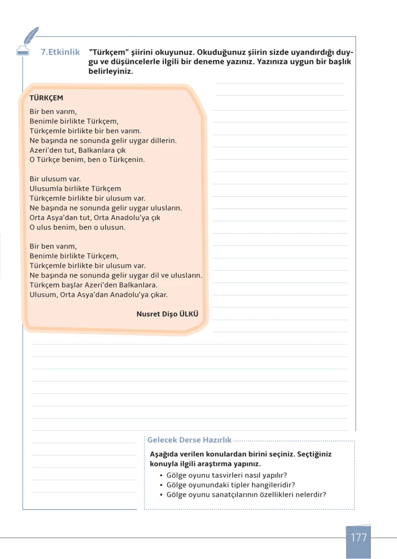 7. Sınıf Türkçe Ders Kitabı Cevapları Meb Yayınları 1. Kitap Sayfa 177