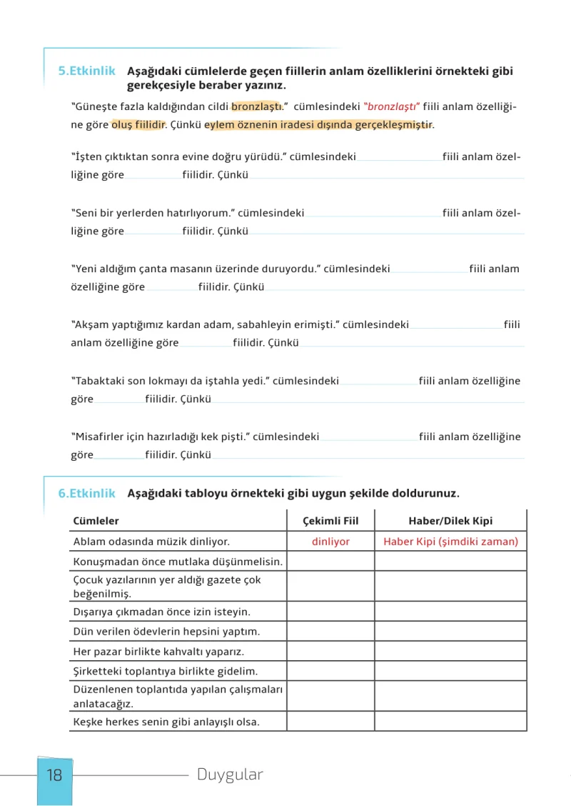 7. Sınıf Türkçe Ders Kitabı Cevapları Meb Yayınları 1. Kitap Sayfa 18