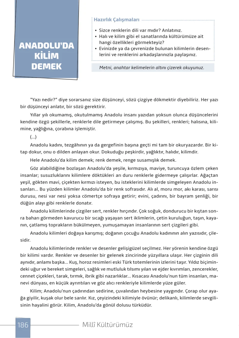 7. Sınıf Türkçe Ders Kitabı Cevapları Meb Yayınları 1. Kitap Sayfa 186