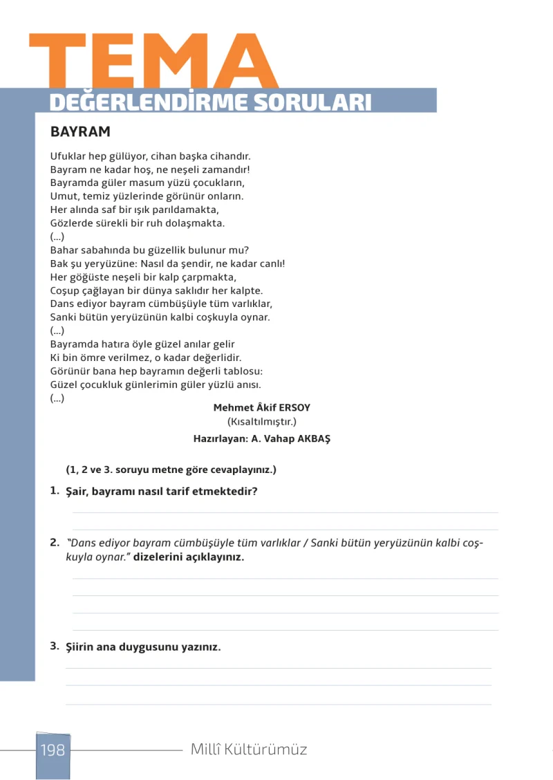 7. Sınıf Türkçe Ders Kitabı Cevapları Meb Yayınları 1. Kitap Sayfa 198