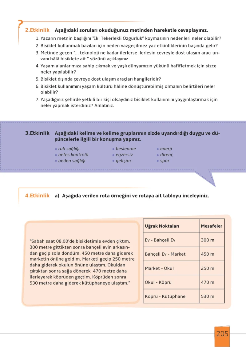 7. Sınıf Türkçe Ders Kitabı Cevapları Meb Yayınları 1. Kitap Sayfa 205
