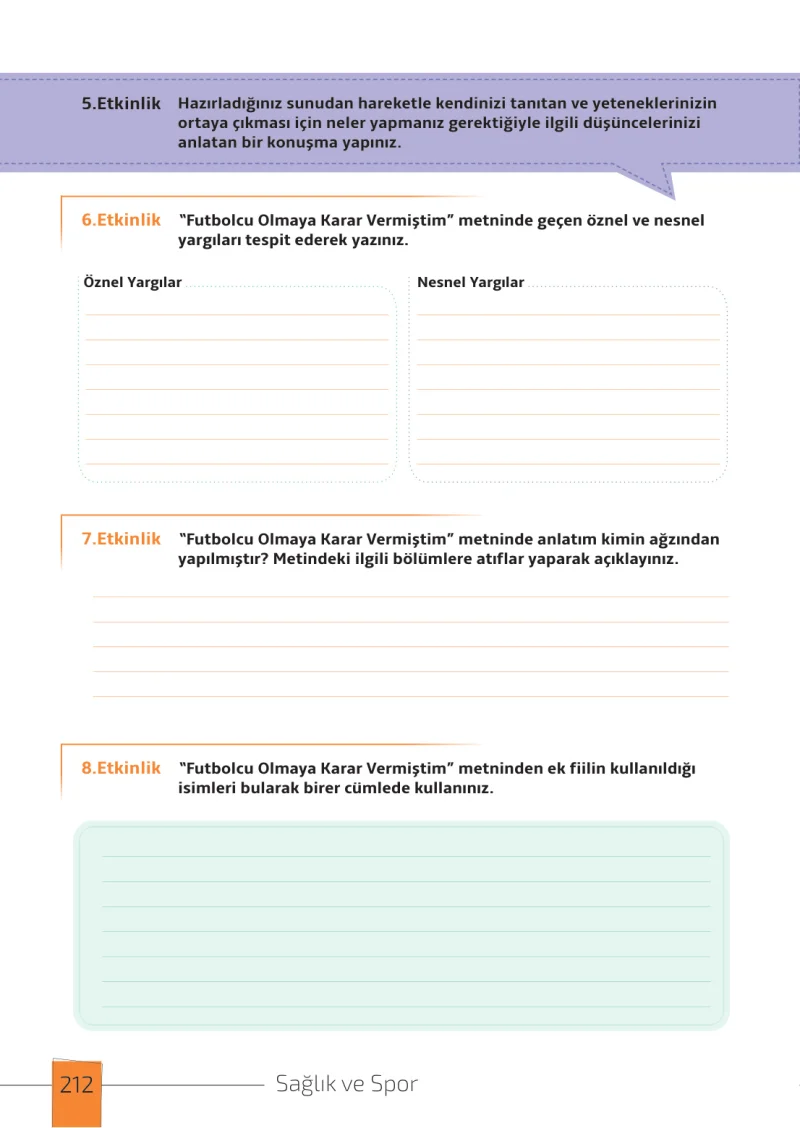 7. Sınıf Türkçe Ders Kitabı Cevapları Meb Yayınları 1. Kitap Sayfa 212