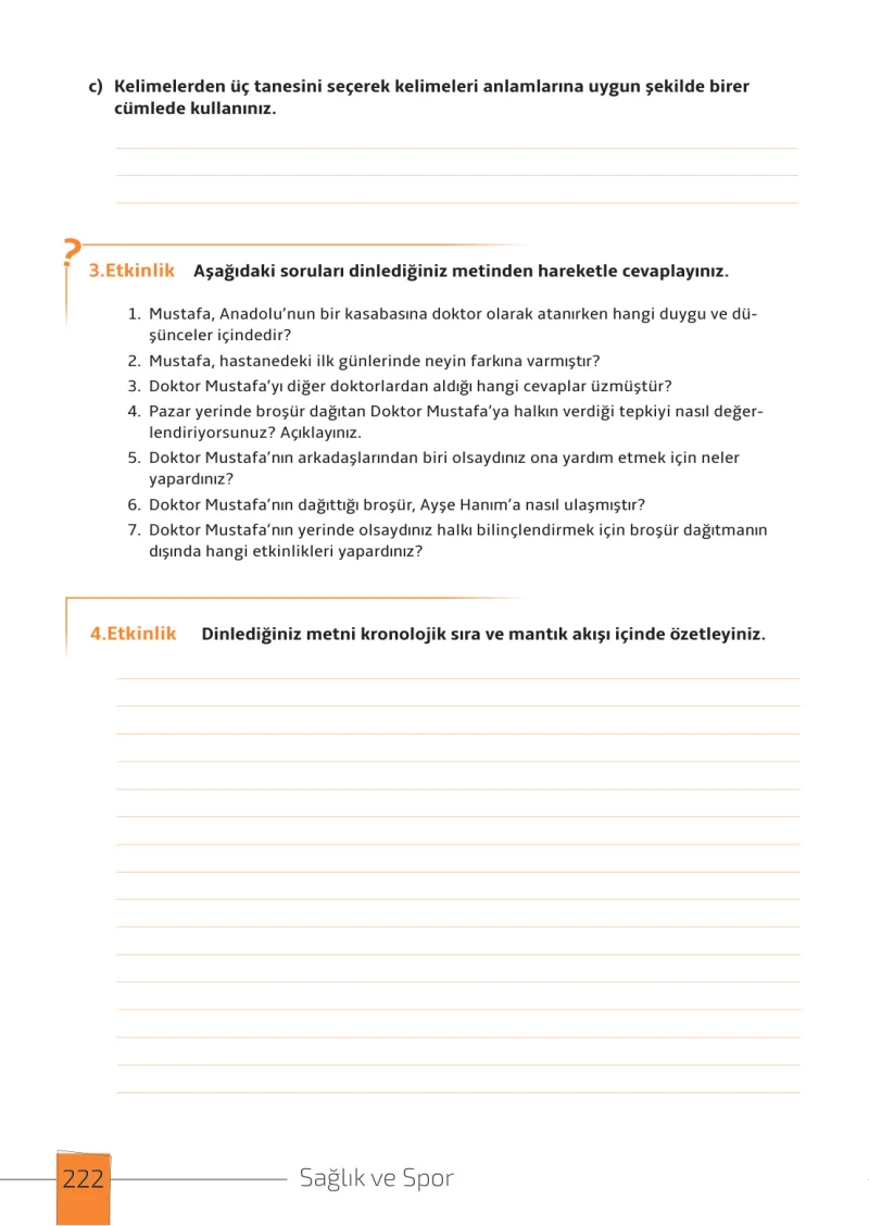 7. Sınıf Türkçe Ders Kitabı Cevapları Meb Yayınları 1. Kitap Sayfa 222