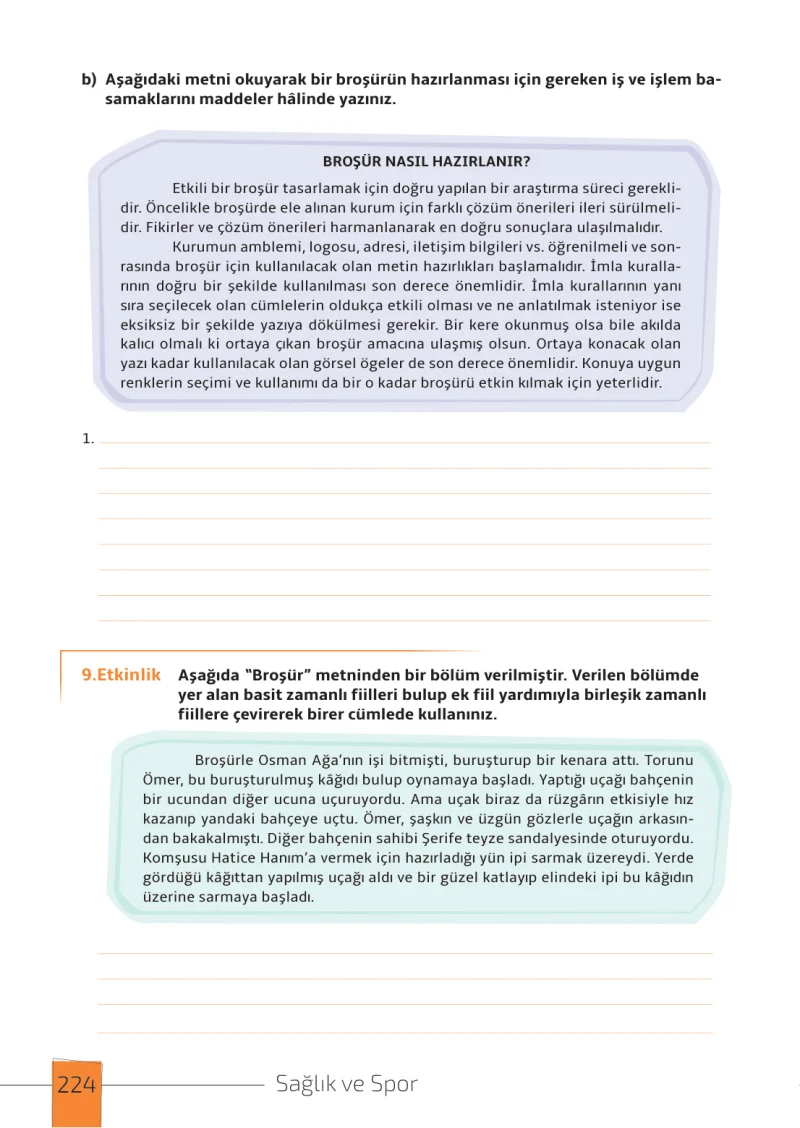 7. Sınıf Türkçe Ders Kitabı Cevapları Meb Yayınları 1. Kitap Sayfa 224