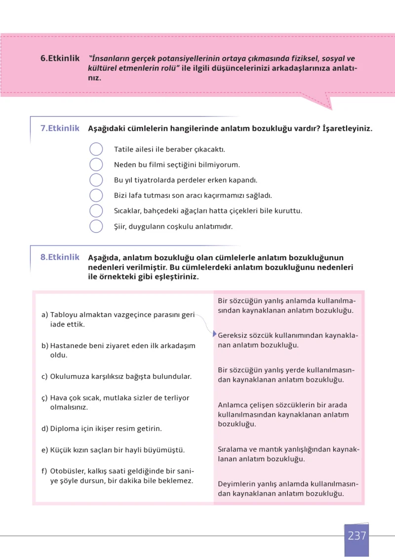7. Sınıf Türkçe Ders Kitabı Cevapları Meb Yayınları 1. Kitap Sayfa 237